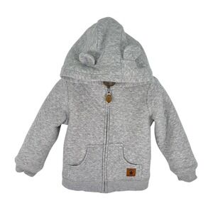 Simple Joys by Carters Toddler Gray Quilted Sherpa Lined Zip Hoodie‎ 24M